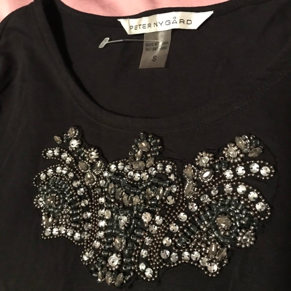 Peter Nygard Long Sleeve Embellished Top - Picture 1 of 4